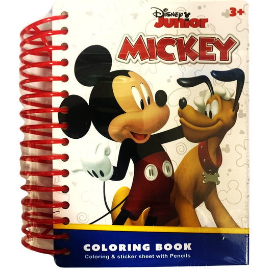 Disney A6 Size - Mickey & Friends Coloring Book with Colored Pencils and stickers