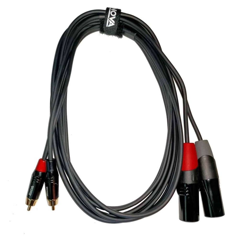 Enova 3 Meter XLR Male 3-Pin - RCA Male Adapter Cable Black & Red Stereo Cable