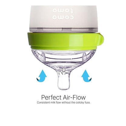 زجاجة الرضاعة كوموتومو ناتشورال فيل للأطفال - أخضر وأبيض، 150 مل