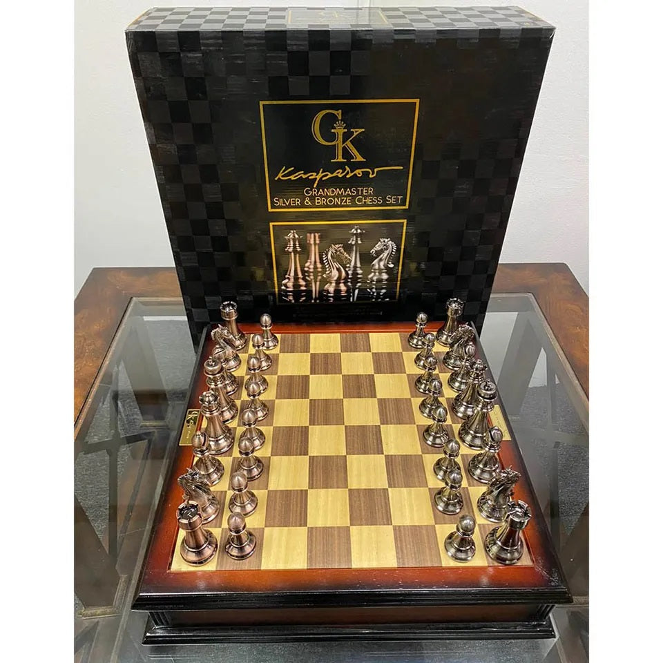 Ambassador Kasparov Grandmaster Silver & Bronze Chess Set