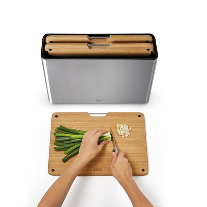 Joseph Joseph Folio Steel Bamboo Chopping Boards, Set of 4