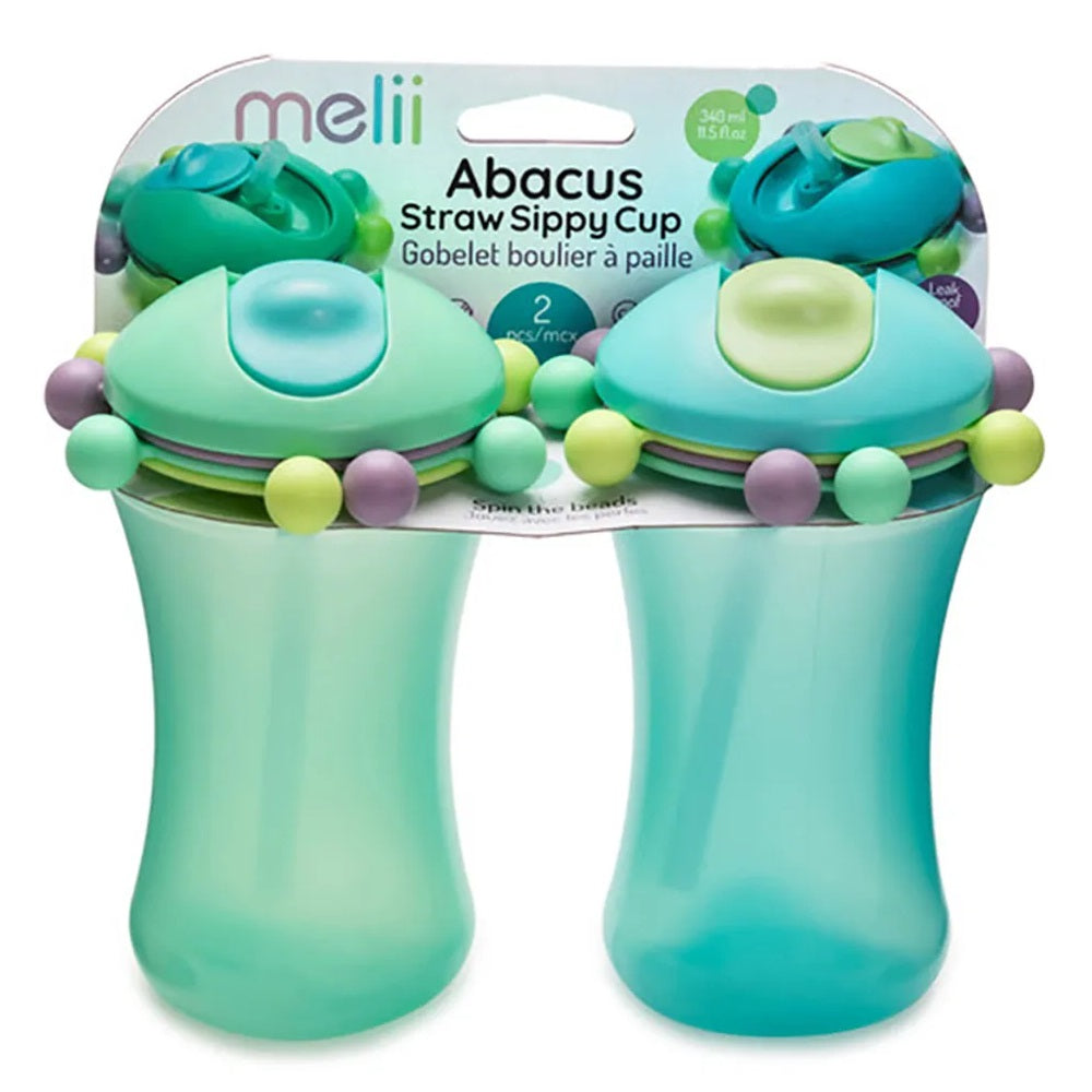 Melii - Abacus Straw Sippy Cup - 2pcs - Green & Turqouise