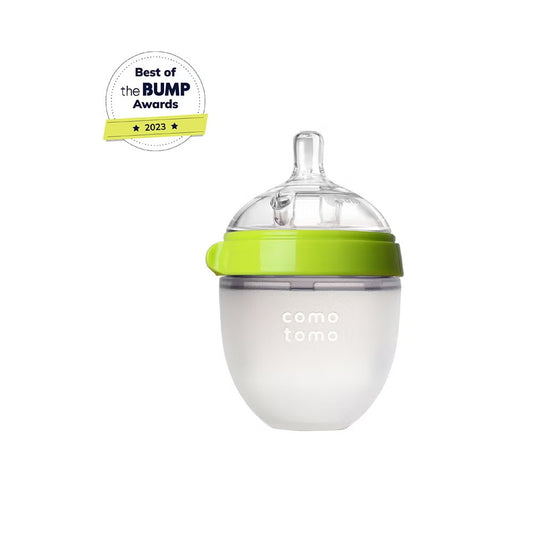 Comotomo Natural Feel Baby Feeding Bottle  - Green & White, 150 ml