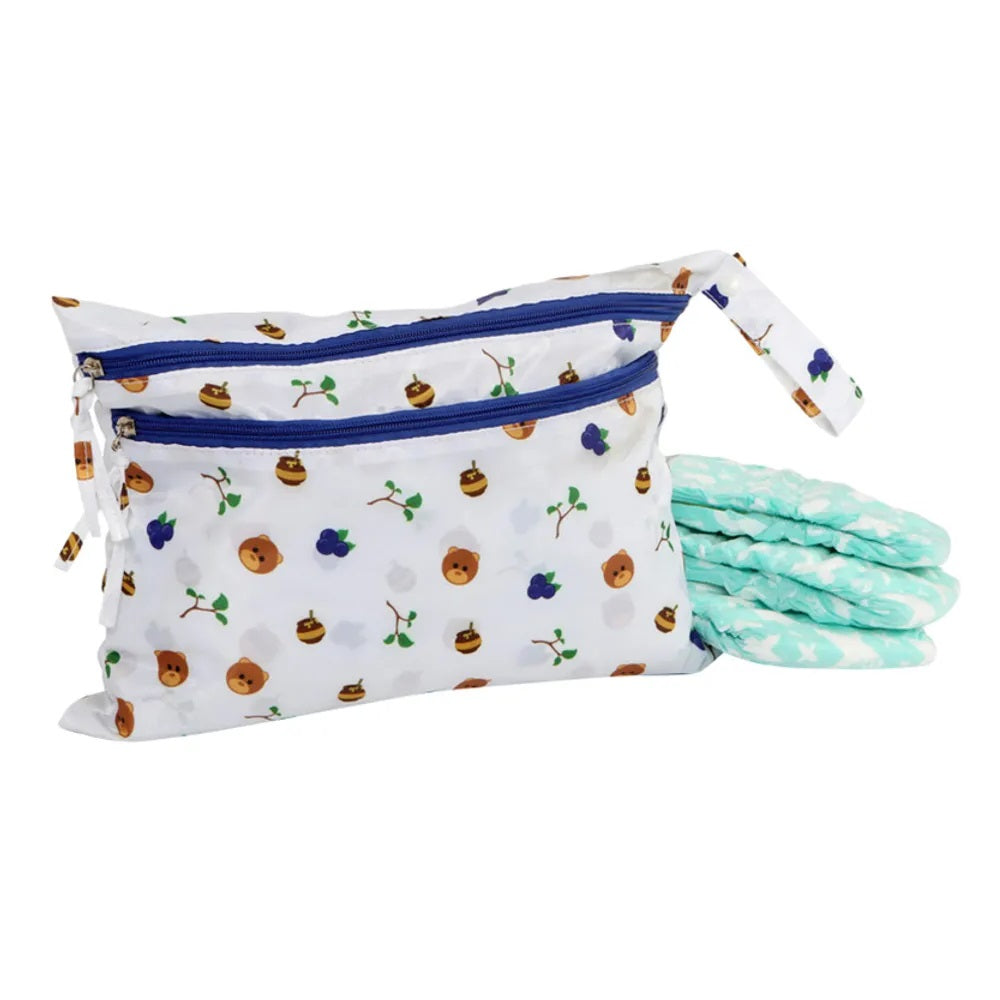 Melii - Wet Bag - White & Navy Bear