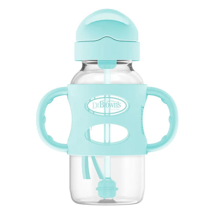 Dr Browns Sippy Straw Bottle With Silicone Handles Green - 270ml