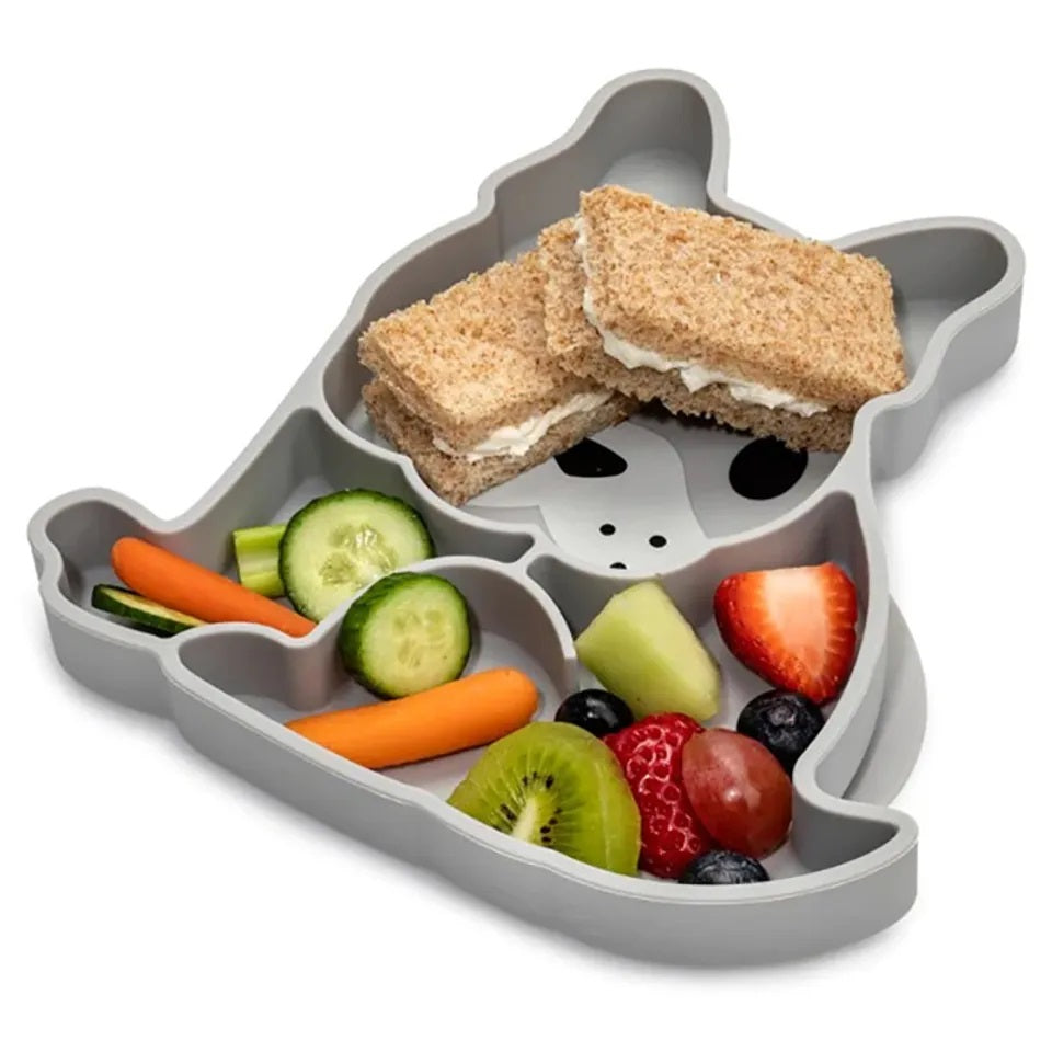 Melii - Divided Silicone Suction Plate - Grey Bulldog