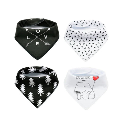 Little Story Bandana Drool Bibs Set of 4 - LOVE