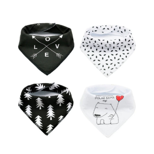Little Story Bandana Drool Bibs Set of 4 - LOVE