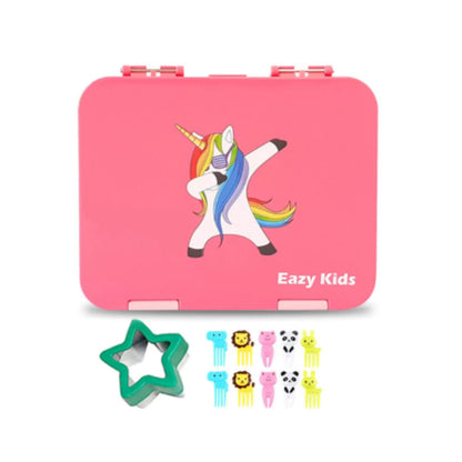 Eazy Kids 6 & 4 Convertible Bento Lunch Box - Unicorn Pink