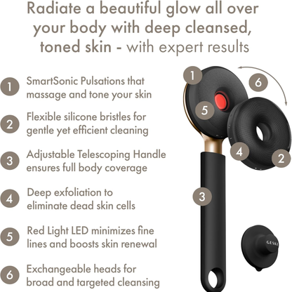 Geske Sonic LED Full-Body Brush | 9 in 1 Gray