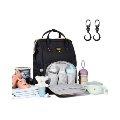 SUNVENO Diaper Bag - XL - Black with SUNVENO Stroller Hooks