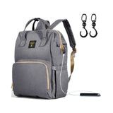 SUNVENO Diaper Bag - XL - Grey with SUNVENO Stroller Hooks