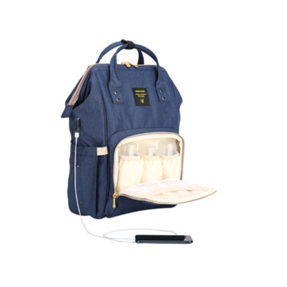 SUNVENO Diaper Bag with USB - Navy Blue