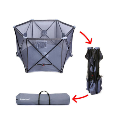 Baby Safe Foldable Playard - Grey