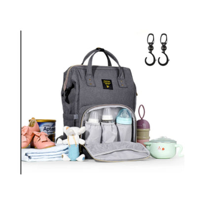 SUNVENO Diaper Bag - XL - Grey with SUNVENO Stroller Hooks