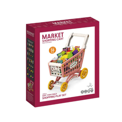 Little Story Role Play Market Shopping Cart Toy Set (56 Pcs) - Pink
