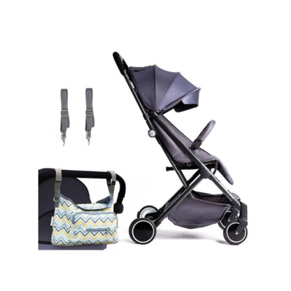 Travel Lite Stroller - SLD by TEKNUM - Dark Grey + SUNVENO Baby Stroller Organizer/Bag - Yellow wave