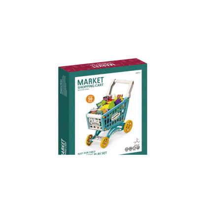 Little Story Role Play Market Shopping Cart Toy Set (56 Pcs) - Green