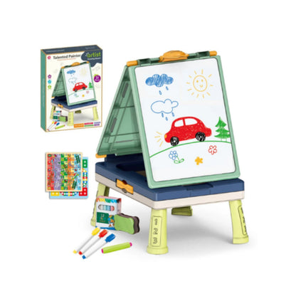 Little Story Artist Double Sided Handbag Drawing Board (31 Pcs) W/ Board Game - Green