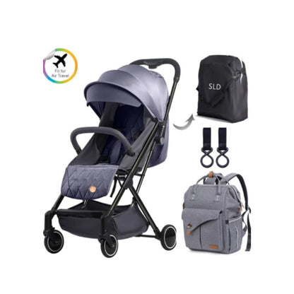 TEKNUM Grey Travel Lite Stroller + Alameda Diaper Backpack - Large - Grey with Hooks