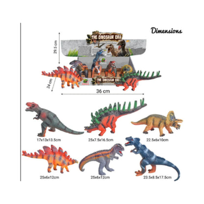 Little Story 6Pcs Simulated Dinosaur With IC Vocalization Toy (Included 2Pcs*AG3 Batteries) - Multicolor