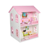 Little Story Wooden Dollhouse 2 floor Villa with Furniture & Accessories - Pink