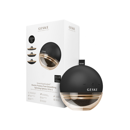 Geske SMARTAPPGUIDED ELECTRIC PUMICE FOOT SMOOTHING SPINING SPHERE | 8 IN 1 (BLACK)
