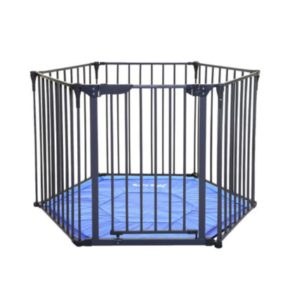 Baby Safe Convertible Playpen with Mat - Grey
