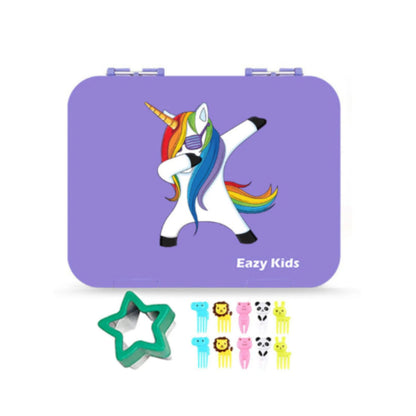 Eazy Kids 6 Compartment Bento Lunch Box - Unicorn Purple
