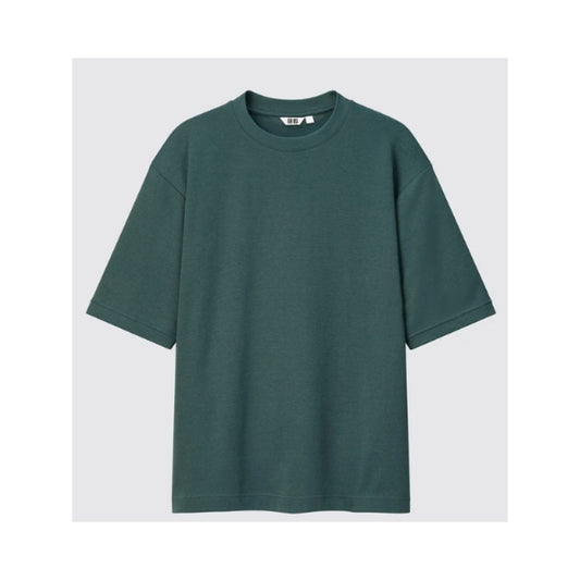 AIRism Cotton Crew Neck Oversized T-Shirt for Men - Dark Green