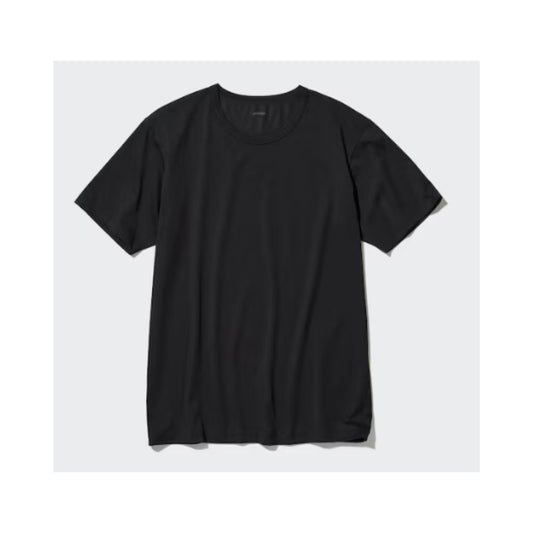 AIRism Cotton Crew Neck Oversized T-Shirt for Men - Black