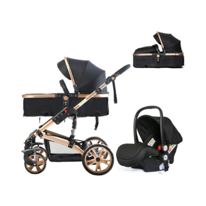 Teknum 3 in 1 Pram Stroller Story-Black + Infant Car Seat