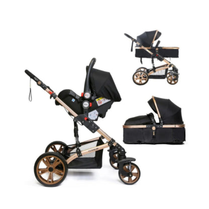 Teknum 3 in 1 Pram Stroller Story-Black + Infant Car Seat