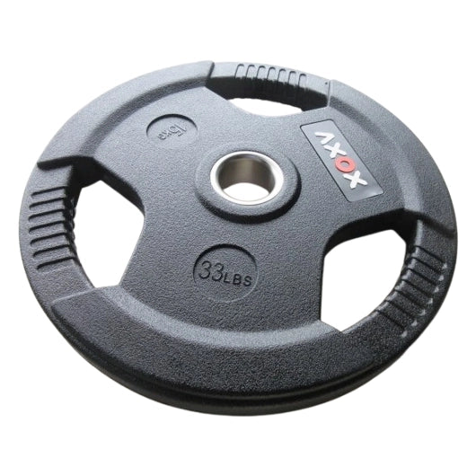 Axox Fitness 3-Grip Rubber Weight Plate with PVC Label - 15kg
