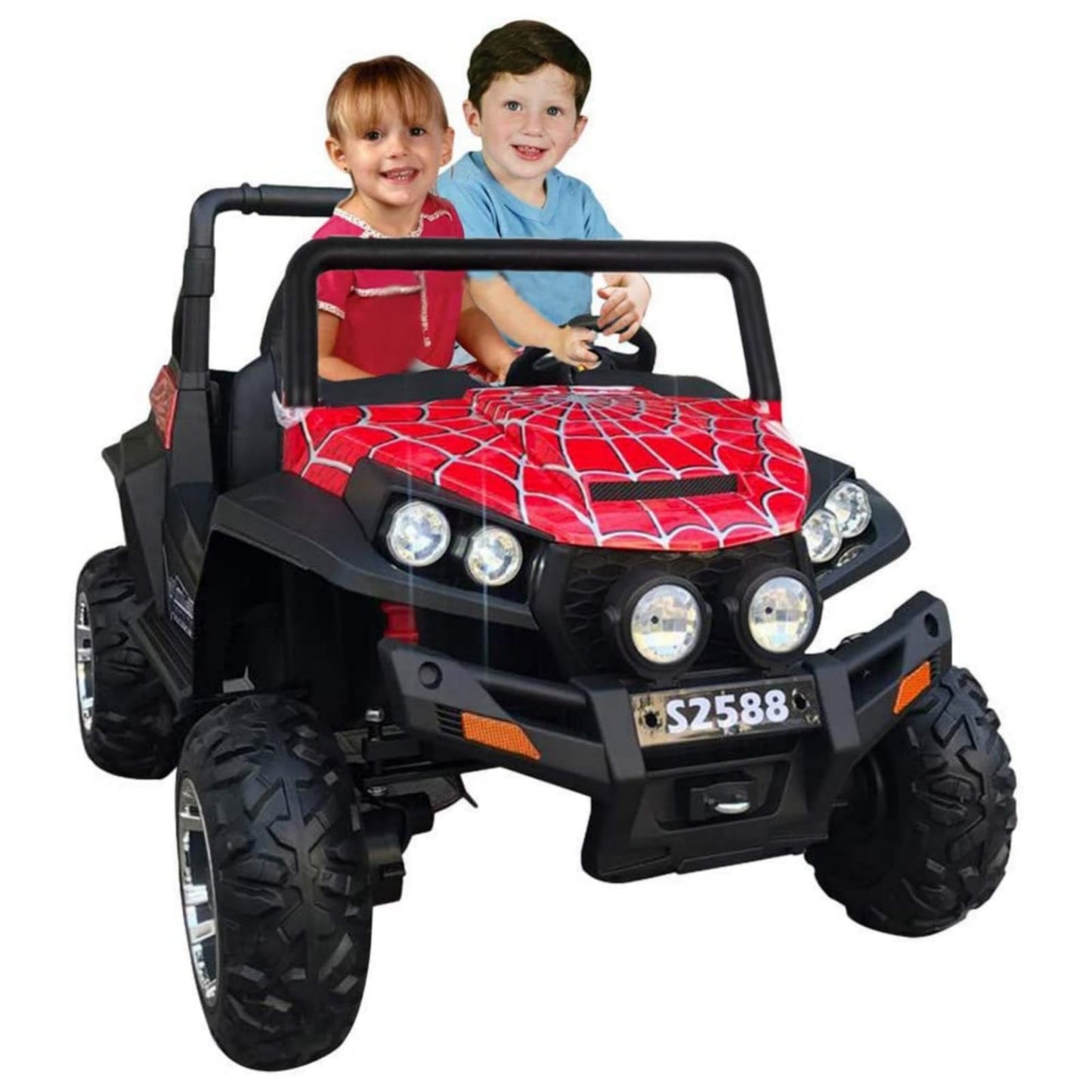 Kids Off Road Polaris Double Seater Monster Jeep Spyder Ride On Car Red – NI-603R