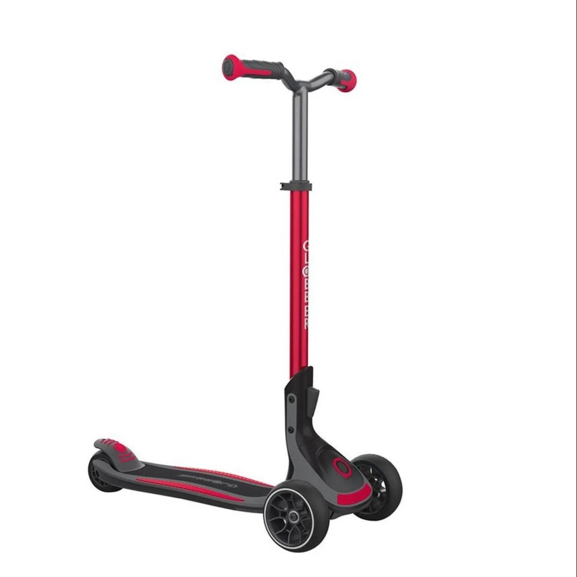 Globber - Ultimum 3 Wheel Scooter - Red, Adjustable, Foldable, for Ages 5+, Non-Slip Deck, High-Rebound PU Wheels, 100kg Capacity