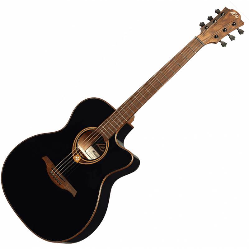LAG T118DCE-BLK Auditorium Cut-Away Acoustic Electric Guitar - Black