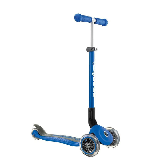 Globber - Primo Foldable Scooter for Kids, Reinforced Metal Frame, Trolley Compatible - Navy Blue