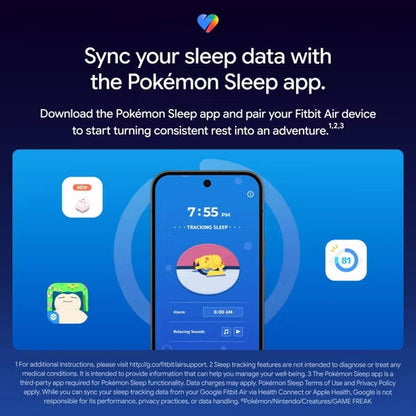 Google Fitbit Air Special Edition Pokemon Sleep Fitness Tracker with AI Health Coaching, Sleepy Blue