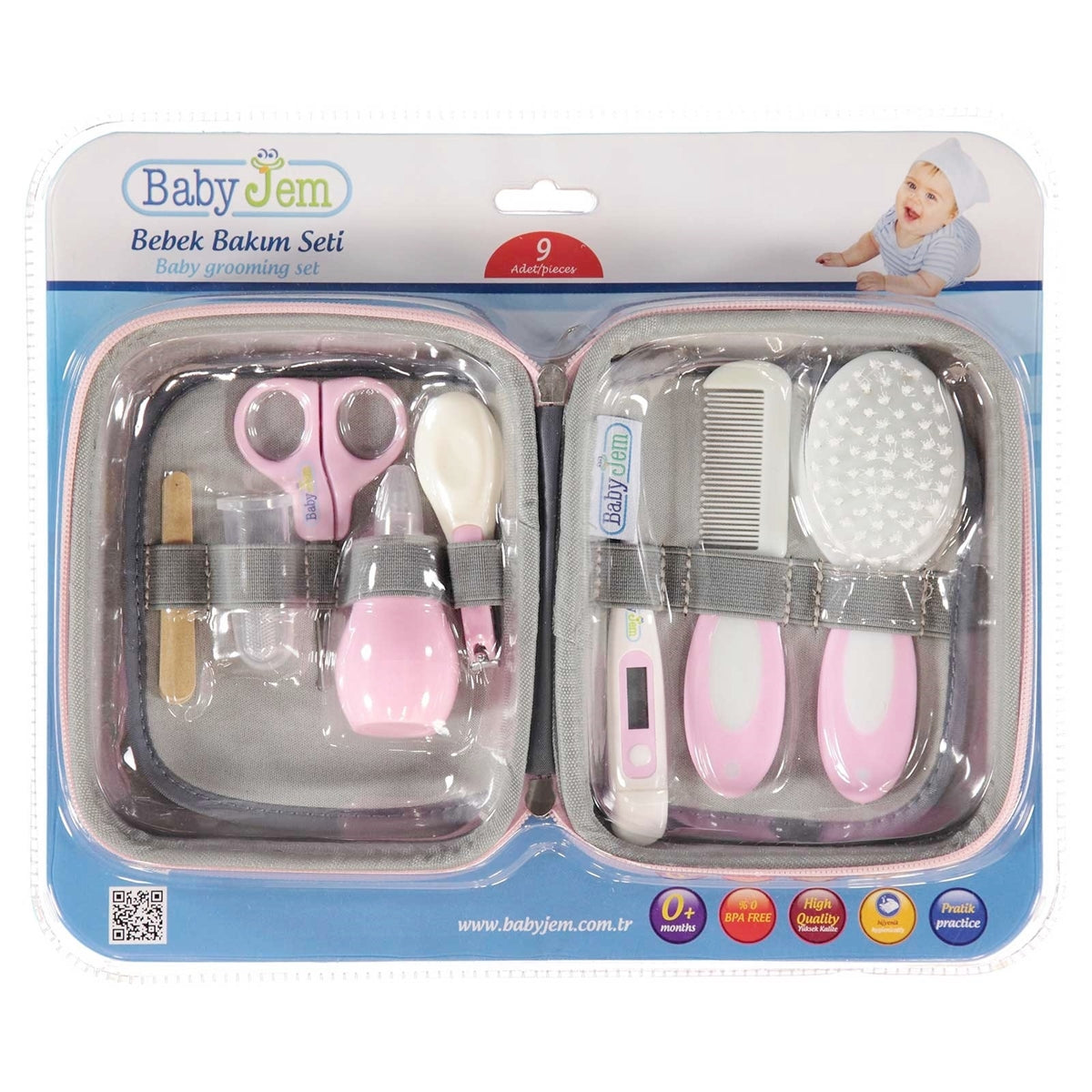 Babyjem - 9-Piece Baby Grooming Set for Babies -  Newborn -  Pink -  0 Months+