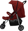 Baby's Club Babies Baby's Club Comfort 3-Wheel Stroller, 4-Step Reclining Backrest Seat-Red