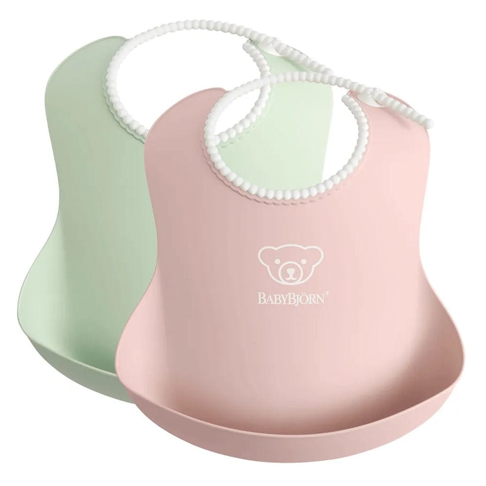 BabyBjorn Babies BabyBjorn Baby Bib 2-Pack - Powder Pink / Powder Green