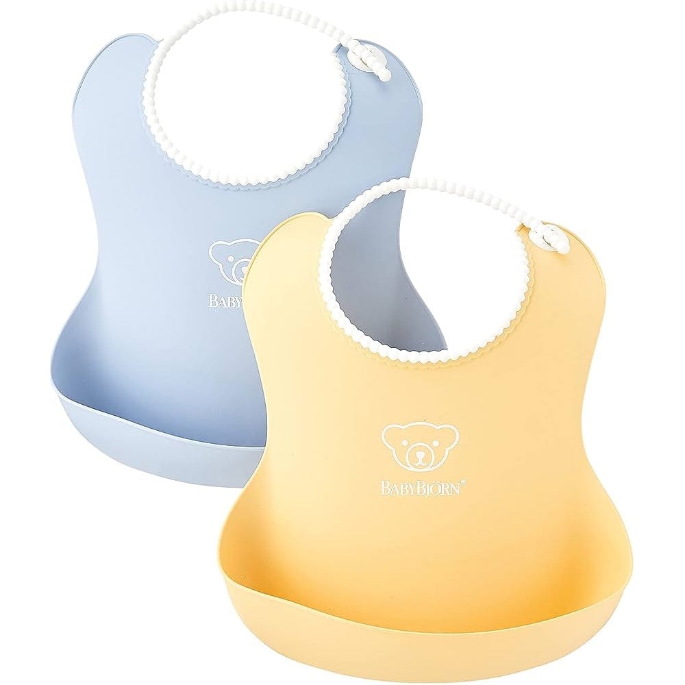 BabyBjorn Babies BabyBjorn Baby Bib 2-Pack - Powder Yellow / Powder Blue