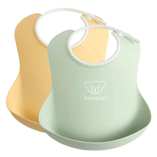 BabyBjorn Babies BabyBjorn Baby Bib 2-Pack - Powder Yellow / Powder Green