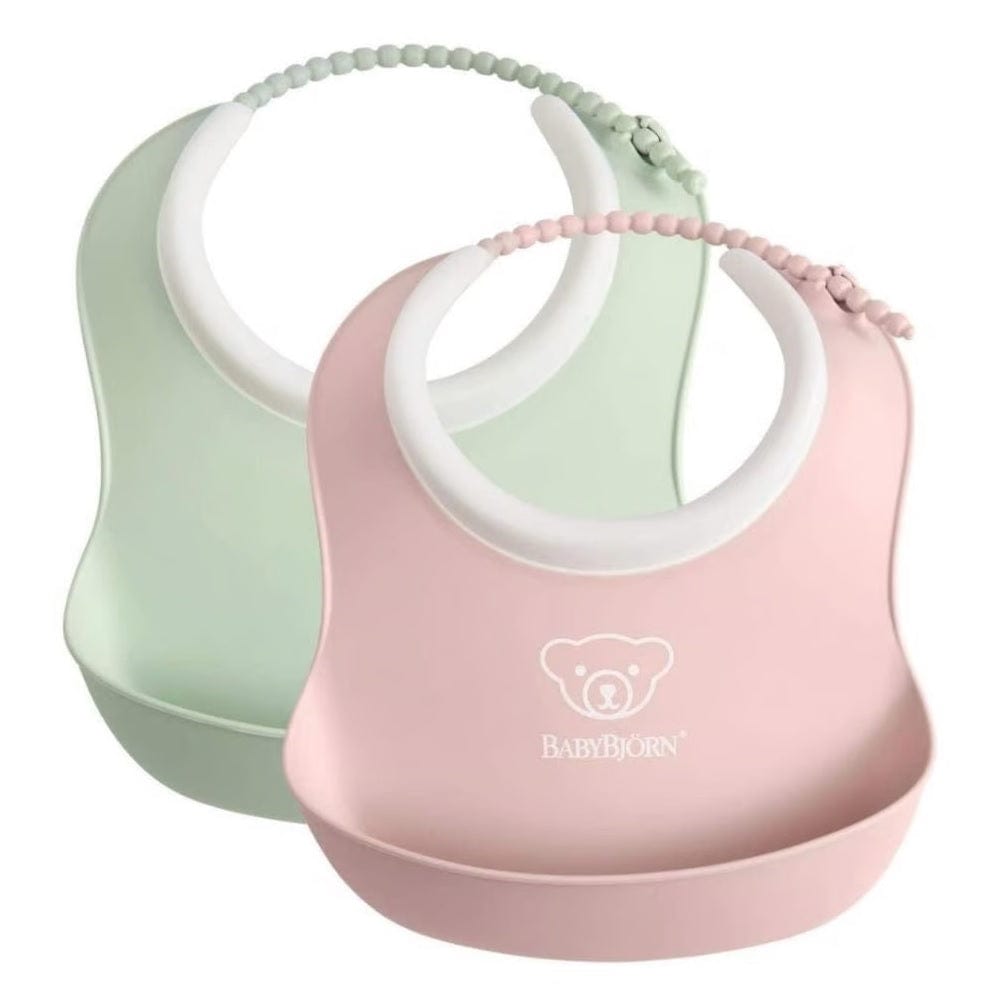 BabyBjorn Babies BabyBjorn Small Baby Bib, 2-Pack - Powder Green / Powder Pink