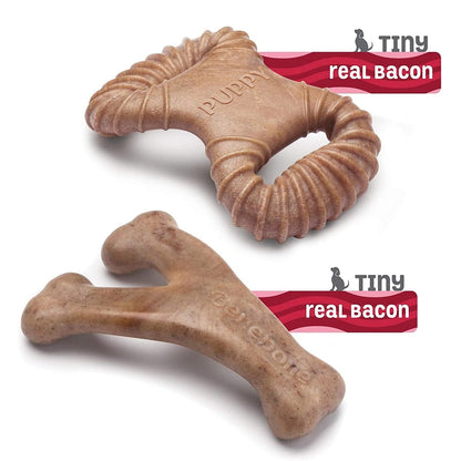 Benebone Pet Supplies Benebone Puppy 2-Pack Dental Chew/Wishbone Bacon - Tiny