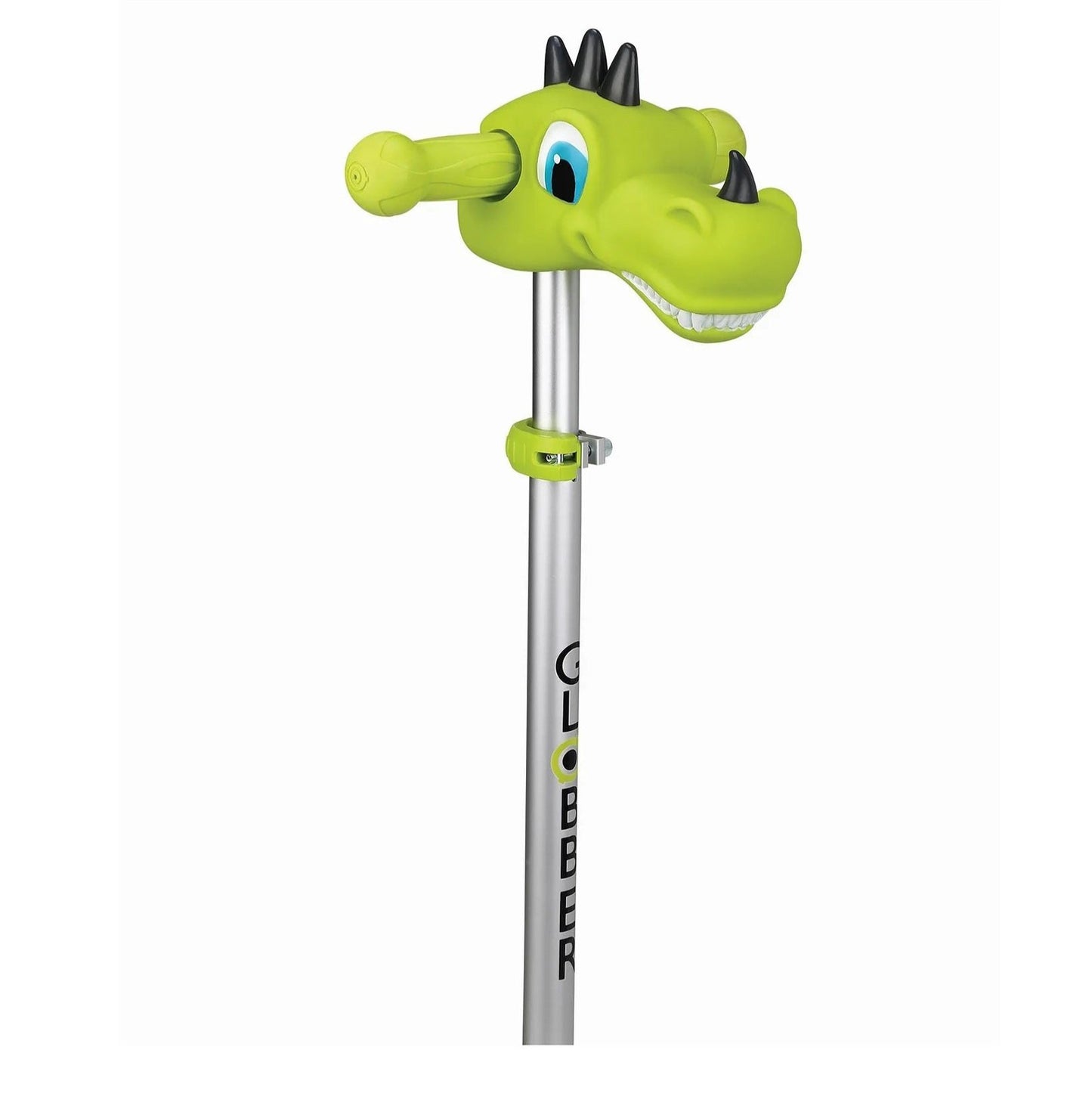 Globber - Dino Scooter Handlebar Accessory - Durable PVC, Lime Green, Fits T-Bars, for Kids 5+ Years, 18x10.7x9.8 cm