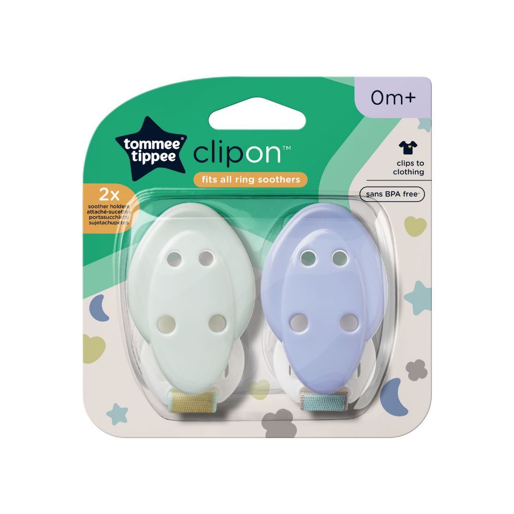 Tommee Tippee - Soother Holder, Pack of 2, ( 0 months+) -Mix