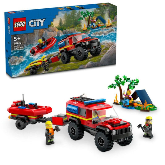 Lego - 4 x 4 Fire Truck With Rescue Boat Set