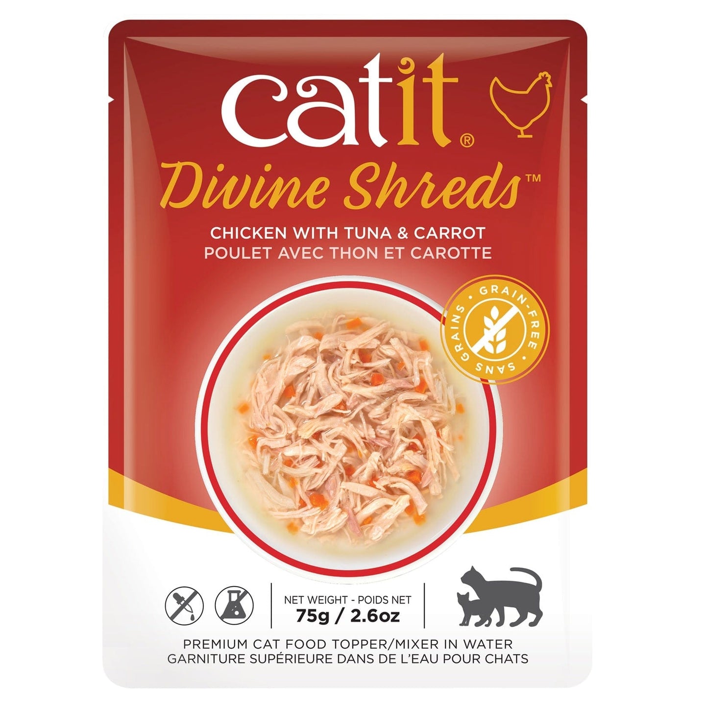 Catit Pet Supplies Catit Divine Shreds, Chicken with Tuna & Carrot, 75g